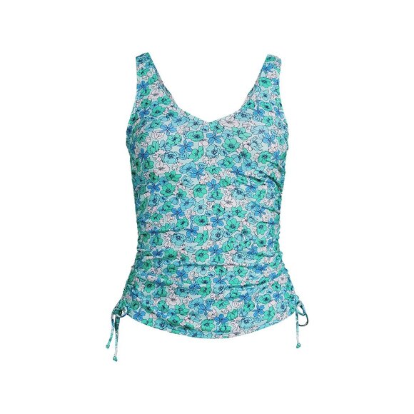 NWT Lands' End Women's Adjustable Underwire Tankini Top Turquoise 18W $85 LE122 - Picture 3 of 3